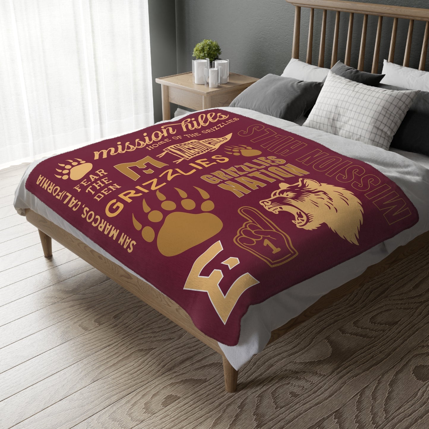 Mission Hills Grizzlies Game Day Velveteen Blanket