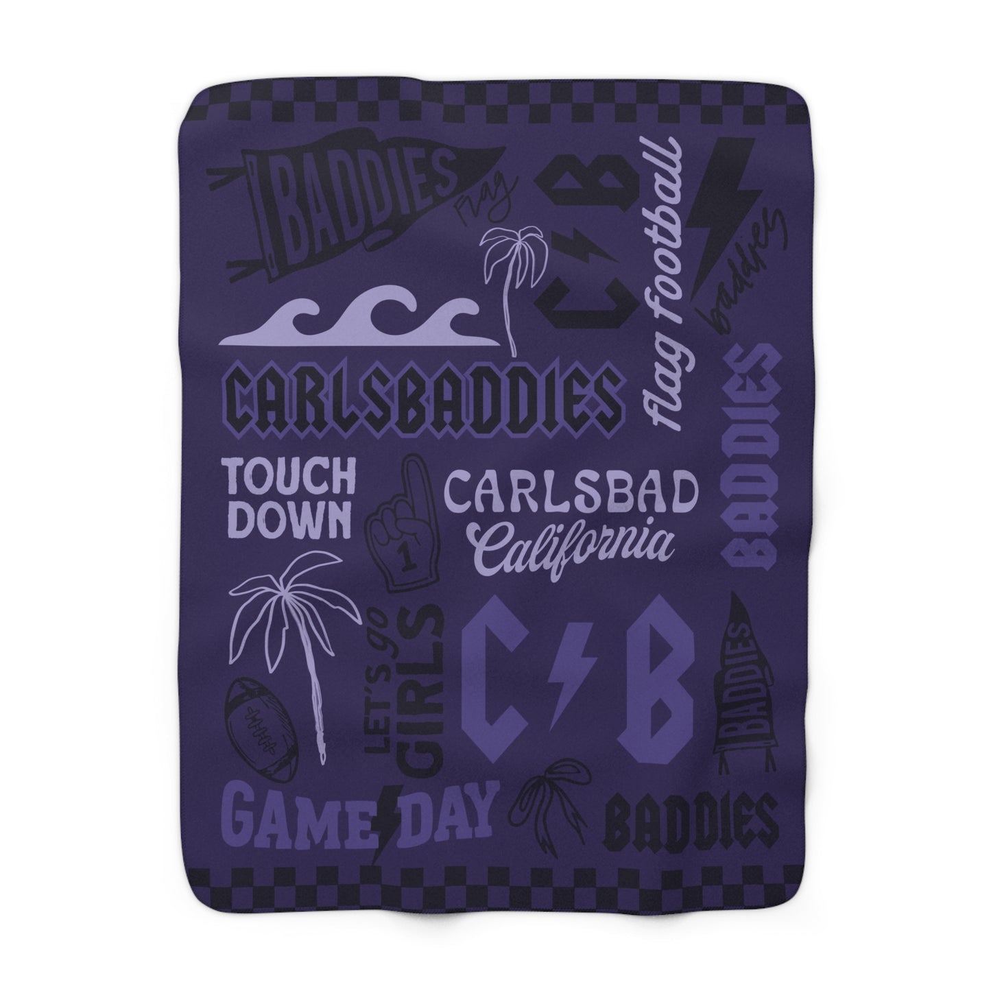 BADDIES Flag Football Game Day Sherpa Fleece Blanket