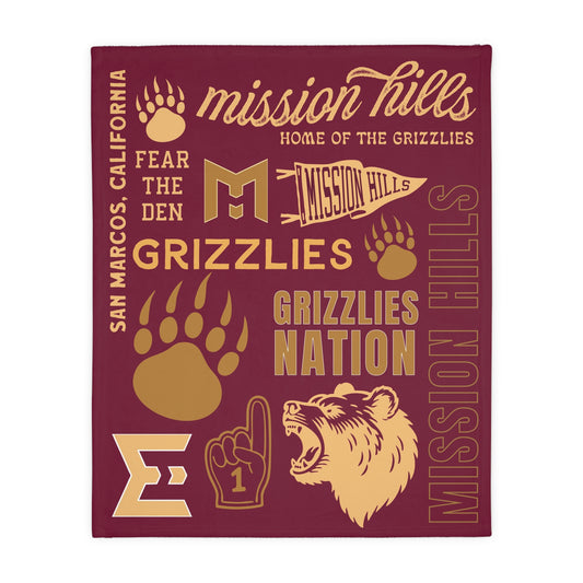 Mission Hills Grizzlies Game Day Velveteen Blanket