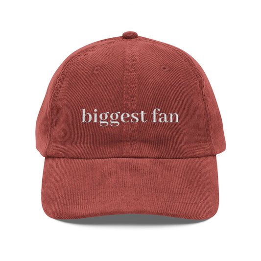 Biggest Fan Vintage Embroidered Corduroy Cap